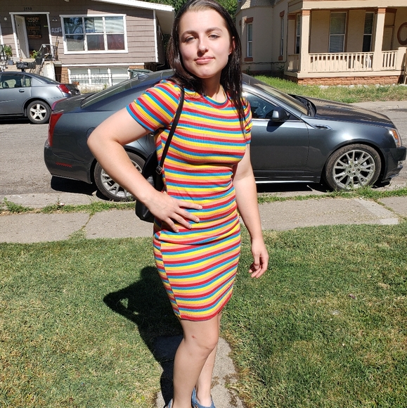 ๐ญRainbow striped  dress๐ญ - Picture 3 of 8